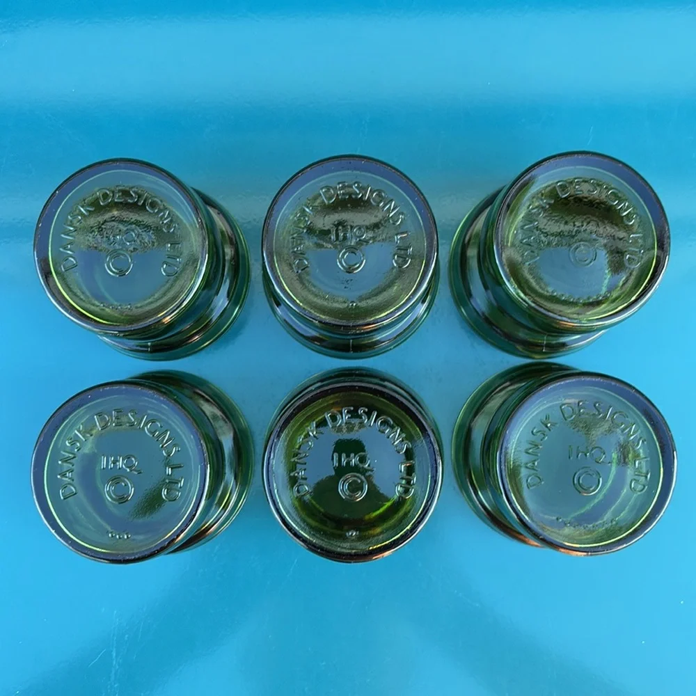 Vintage Dansk Designs Denmark Set Of 6 Green Glass Candleholders